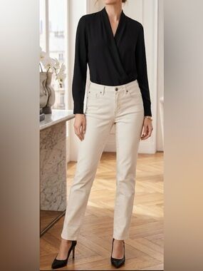 Talbots Slim Ankle Cream Five-Pocket Jeans